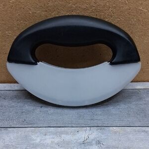 Ergonomic Black Handle Half-Moon Chopper with Gray Blade